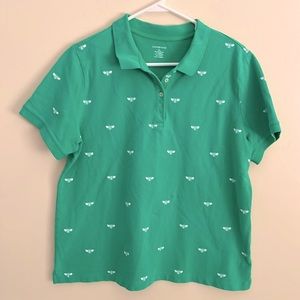 LANDS END Bumblebee Print Polo Shirt Tee L NWOT